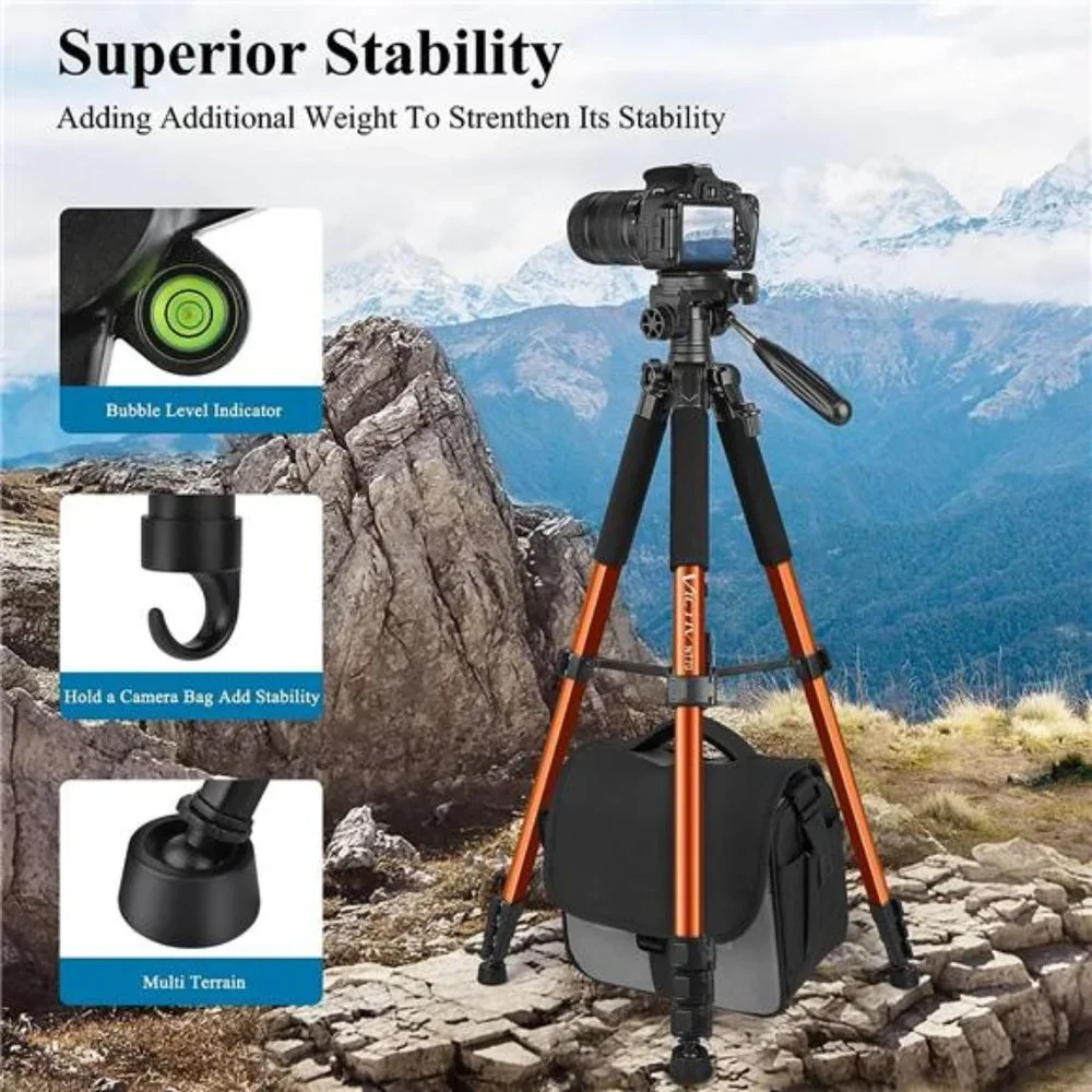 Tripod 74” Camera Tripod for Cell Phone, Aluminum Professional Heavy Duty Camera